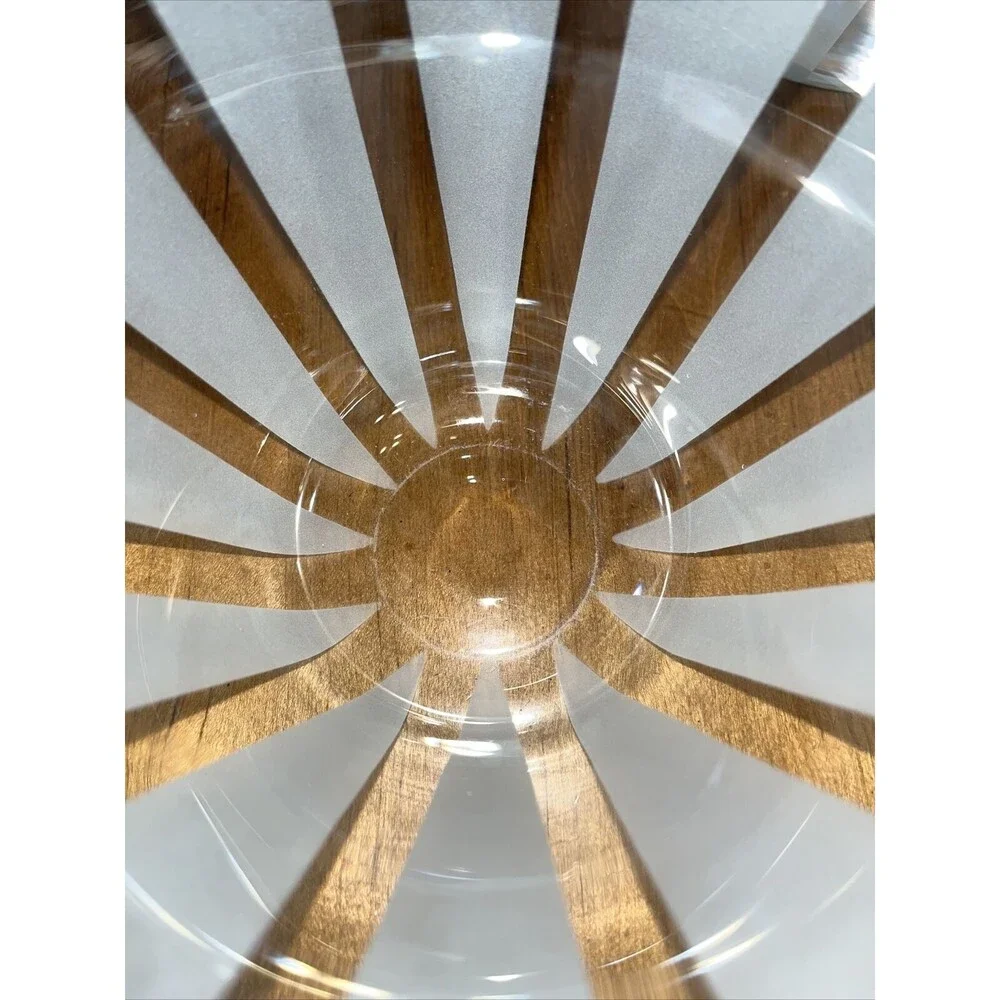 Clear Glass Decorative Bowls with White Frosted Vertical Stripes Set Of 3